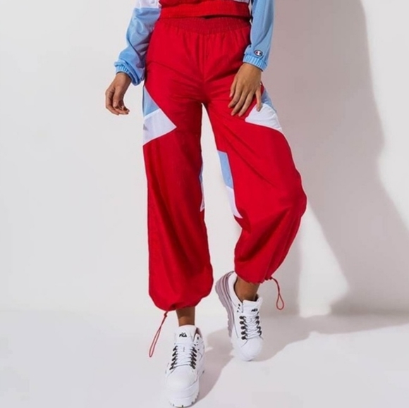 Champion Life Nylon Warm Up Pants In Red  Blue White - Picture 11 of 11
